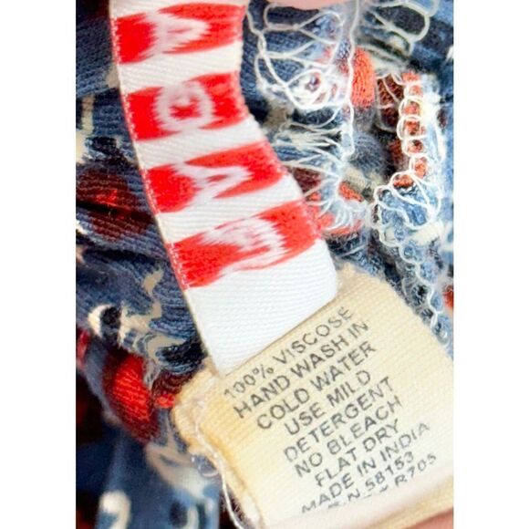 RAGA Maxi Printed Dress Womens Size Small Blue Red Sleeveless V Neck - Picture 6 of 7